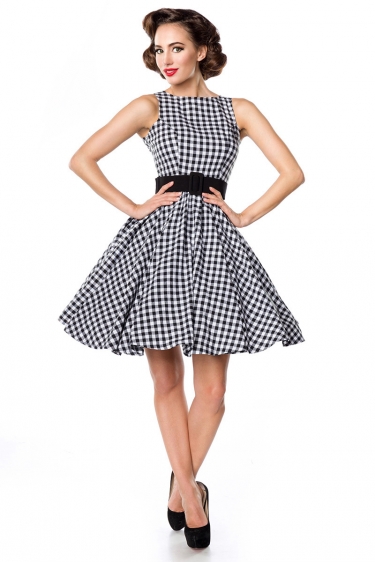 Retro 50s gingham swing jurk zwart